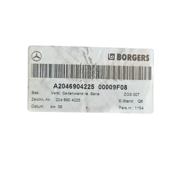 FORRO LATERAL DIREITO PORTA MALAS  MERCEDES-BENZ C 200K 1.8 2009 195301