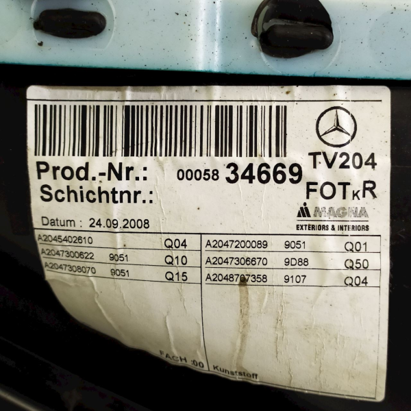 FORRO PORTA TRASEIRA DIREITA  MERCEDES-BENZ C 200K 1.8 2009 195412