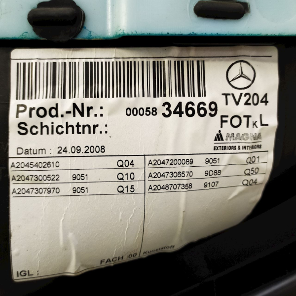 FORRO PORTA TRASEIRA ESQUERDA  MERCEDES-BENZ C 200K 1.8 2009 195565