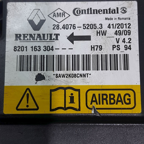 MODULO AIRBAG  RENAULT DUSTER 1.6 16V 2013 204522