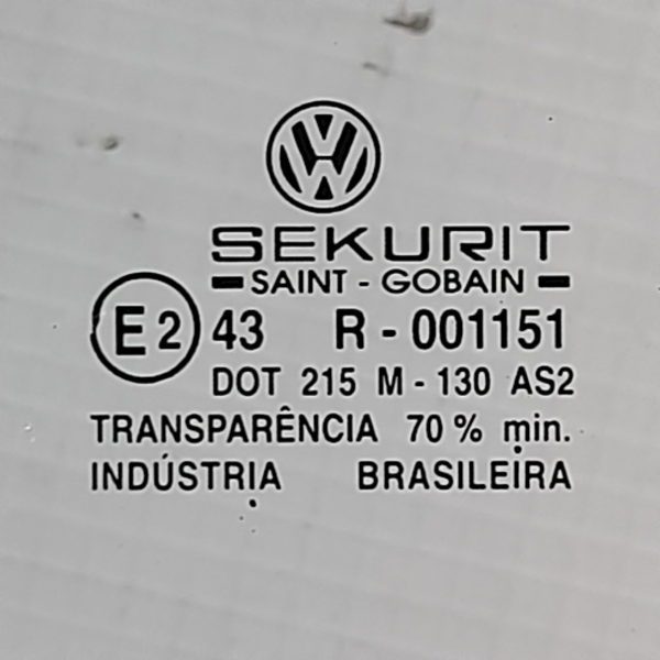 VIDRO PORTA TRASEIRO ESQUERDO  VW GOLF 2.0 AT  2001 209222