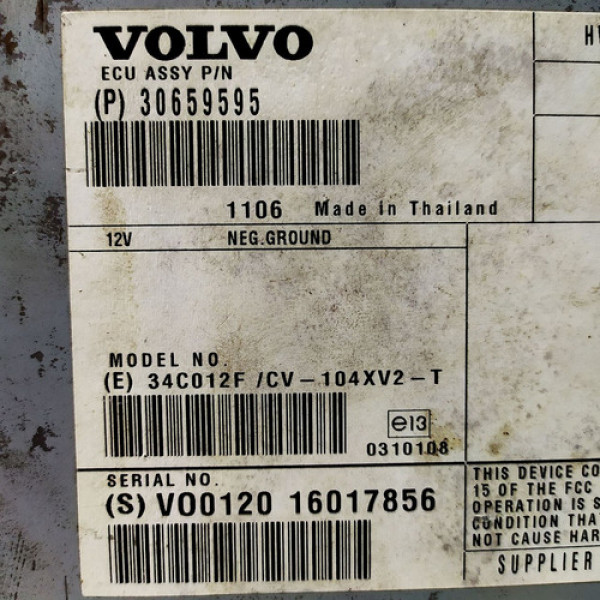 Módulo Amplificador Som Volvo V60 2010/14    130823