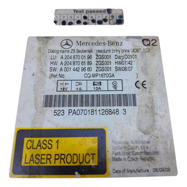 Som Rádio Cd Original  Mercedes-benz C 200k 1.8 2009 195135