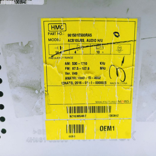 Radio Original Hyundai Hb20 2017    26501