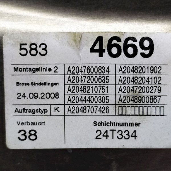 Máquina Vidro Porta Dianteira Direita Mercedes-benz C 200k 1