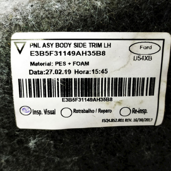 Carpete Lateral Esquerdo Porta-malas Ford Ka Se 1.5 Sd 2019 